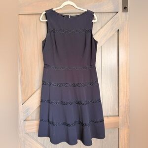 Lauren Ralph Lauren Navy Lace Accent Midi Dress